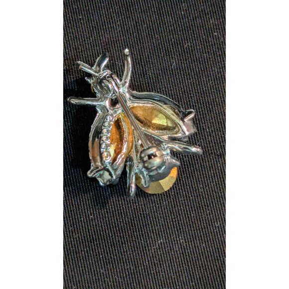 Vintage Bug-Inspired Rhinestone Brooch Set  Silver-Tone Purple Green Jewel Accen - Picture 7 of 10